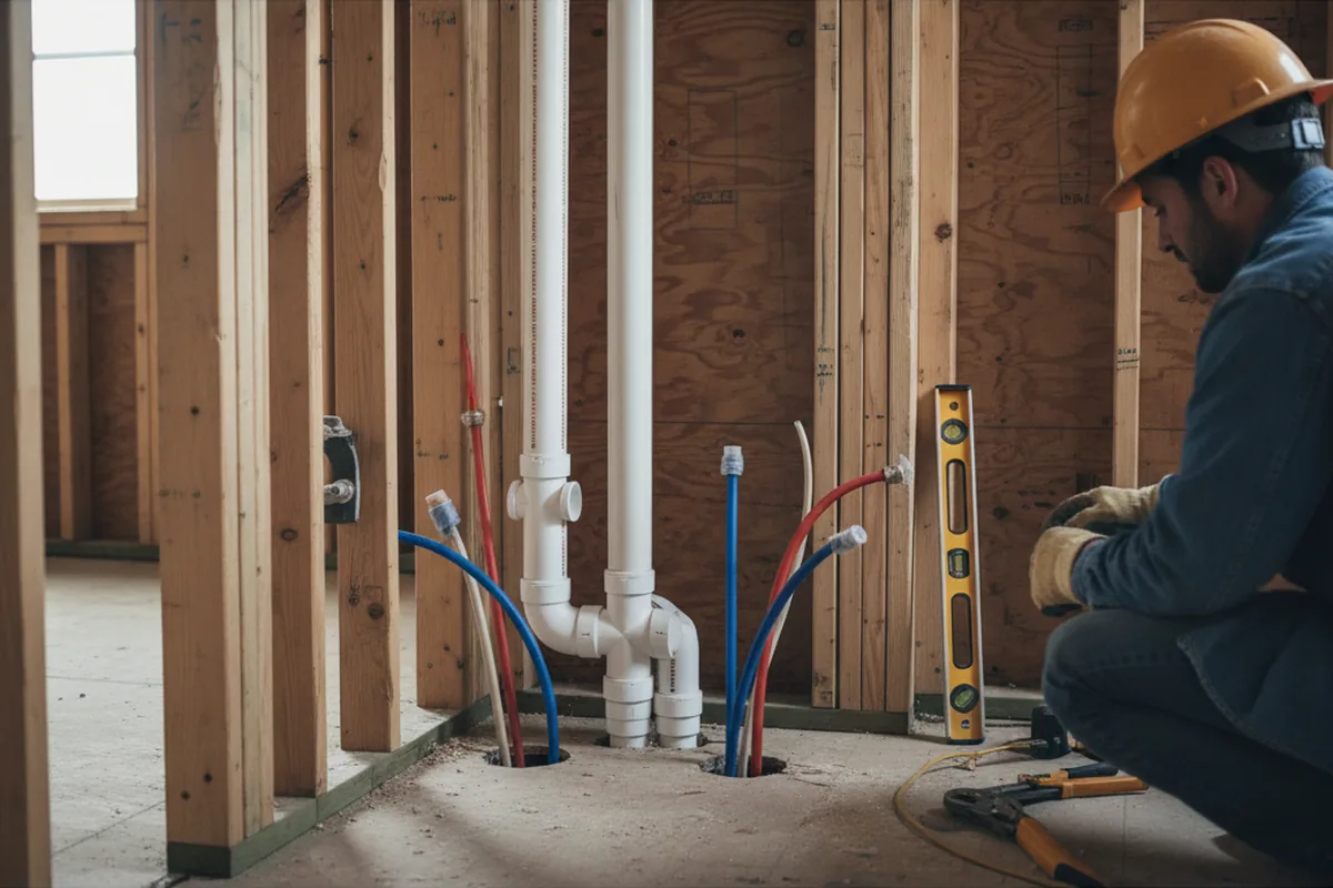 Drain and supply rough-in during Leak Detection in Danielsville